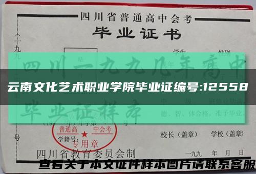 云南文化艺术职业学院毕业证编号:12558缩略图