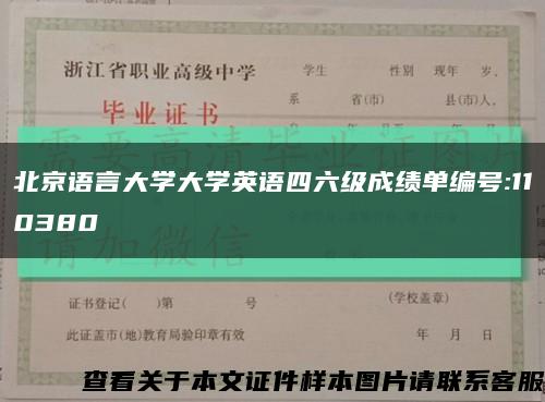 北京语言大学大学英语四六级成绩单编号:110380缩略图