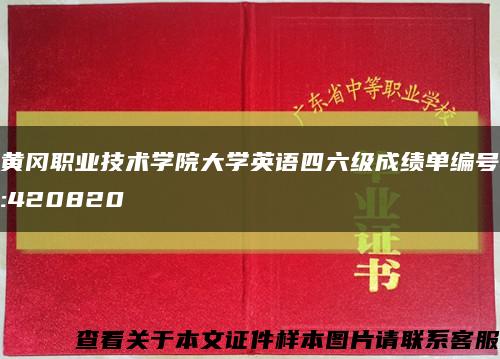 黄冈职业技术学院大学英语四六级成绩单编号:420820缩略图