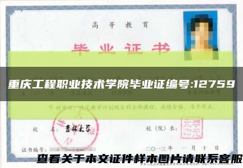 重庆工程职业技术学院毕业证编号:12759缩略图