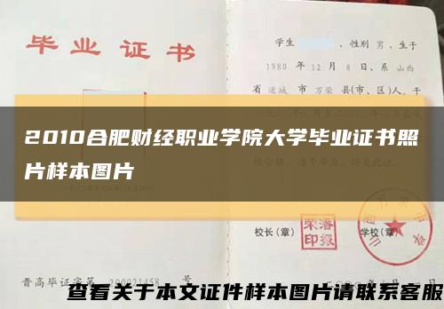 2010合肥财经职业学院大学毕业证书照片样本图片缩略图