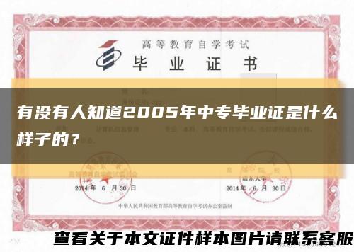 有没有人知道2005年中专毕业证是什么样子的？缩略图