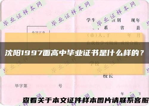 沈阳1997面高中毕业证书是什么样的？缩略图