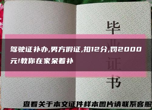 驾驶证补办,男方假证,扣12分,罚2000元!教你在家呆着补缩略图