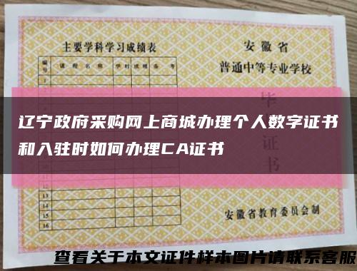 辽宁政府采购网上商城办理个人数字证书和入驻时如何办理CA证书缩略图