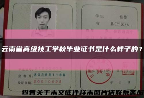 云南省高级技工学校毕业证书是什么样子的？缩略图
