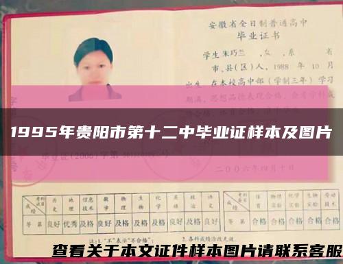 1995年贵阳市第十二中毕业证样本及图片缩略图