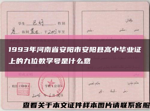 1993年河南省安阳市安阳县高中毕业证上的九位数学号是什么意缩略图