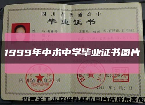 1999年中术中学毕业证书图片缩略图