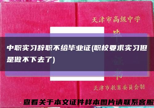 中职实习辞职不给毕业证(职校要求实习但是做不下去了)缩略图