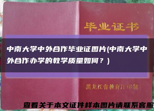 中南大学中外合作毕业证图片(中南大学中外合作办学的教学质量如何？)缩略图