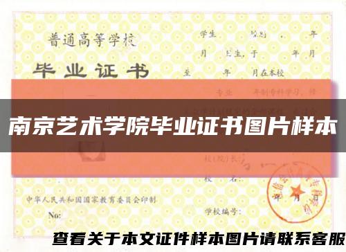 南京艺术学院毕业证书图片样本缩略图