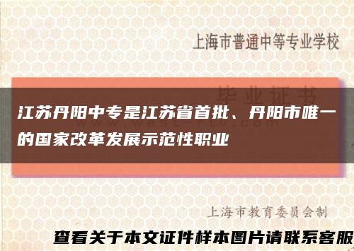 江苏丹阳中专是江苏省首批、丹阳市唯一的国家改革发展示范性职业缩略图