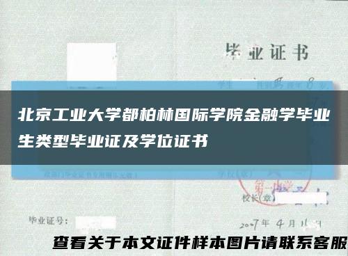 北京工业大学都柏林国际学院金融学毕业生类型毕业证及学位证书缩略图