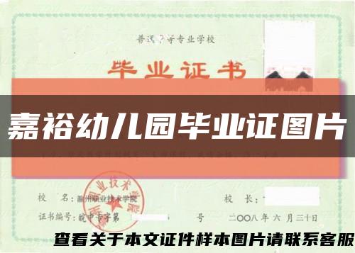嘉裕幼儿园毕业证图片缩略图