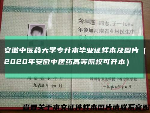 安徽中医药大学专升本毕业证样本及图片（2020年安徽中医药高等院校可升本）缩略图