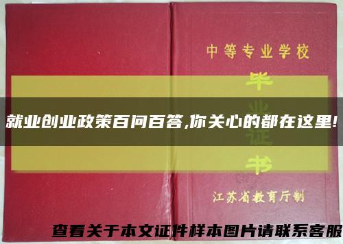 就业创业政策百问百答,你关心的都在这里!缩略图