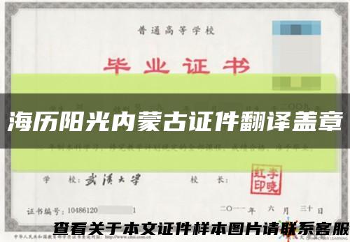 海历阳光内蒙古证件翻译盖章缩略图