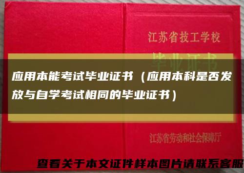 应用本能考试毕业证书（应用本科是否发放与自学考试相同的毕业证书）缩略图