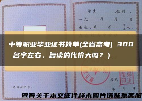 中等职业毕业证书简单(全省高考) 300 名字左右，复读的代价大吗？）缩略图
