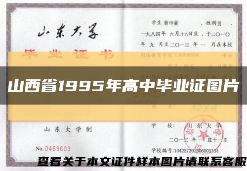 山西省1995年高中毕业证图片缩略图