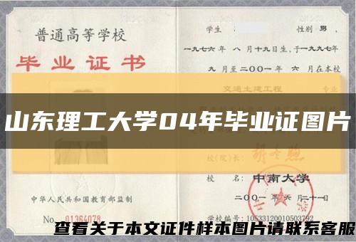 山东理工大学04年毕业证图片缩略图