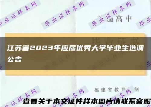 江苏省2023年应届优秀大学毕业生选调公告缩略图