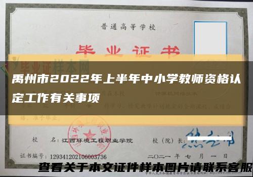 禹州市2022年上半年中小学教师资格认定工作有关事项缩略图