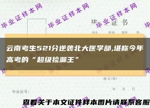 云南考生521分逆袭北大医学部,堪称今年高考的“超级捡漏王”缩略图