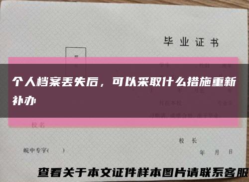 个人档案丢失后，可以采取什么措施重新补办缩略图