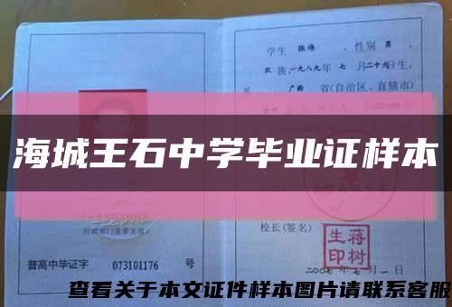 海城王石中学毕业证样本缩略图