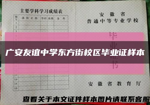 广安友谊中学东方街校区毕业证样本缩略图