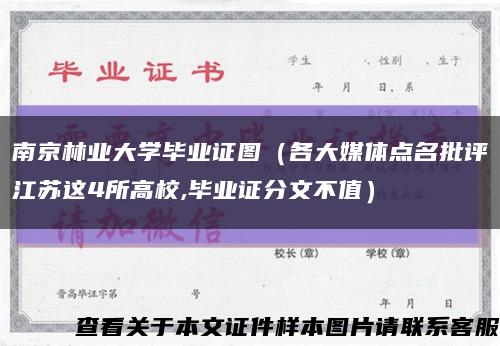 南京林业大学毕业证图（各大媒体点名批评江苏这4所高校,毕业证分文不值）缩略图
