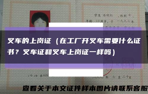 叉车的上岗证（在工厂开叉车需要什么证书？叉车证和叉车上岗证一样吗）缩略图