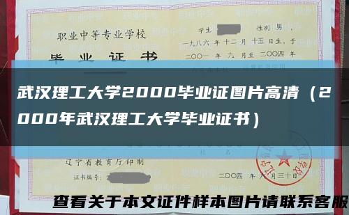 武汉理工大学2000毕业证图片高清（2000年武汉理工大学毕业证书）缩略图
