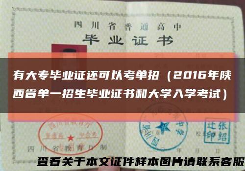 有大专毕业证还可以考单招（2016年陕西省单一招生毕业证书和大学入学考试）缩略图