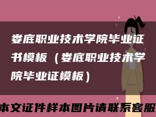 娄底职业技术学院毕业证书模板（娄底职业技术学院毕业证模板）缩略图