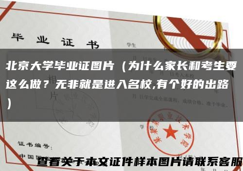 北京大学毕业证图片（为什么家长和考生要这么做？无非就是进入名校,有个好的出路）缩略图