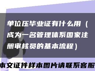 单位压毕业证有什么用（成为一名管理体系国家注册审核员的基本流程）缩略图
