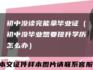 初中没读完能拿毕业证（初中没毕业想要提升学历怎么办）缩略图