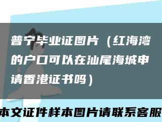 普宁毕业证图片（红海湾的户口可以在汕尾海城申请香港证书吗）缩略图