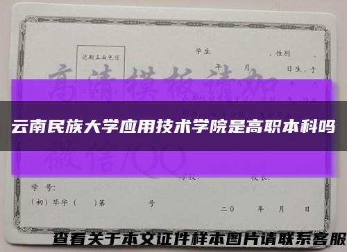 云南民族大学应用技术学院是高职本科吗缩略图