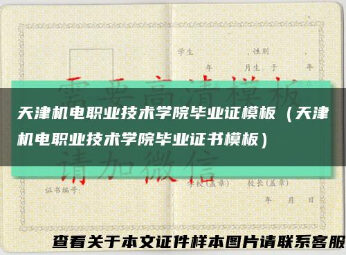 天津机电职业技术学院毕业证模板（天津机电职业技术学院毕业证书模板）缩略图