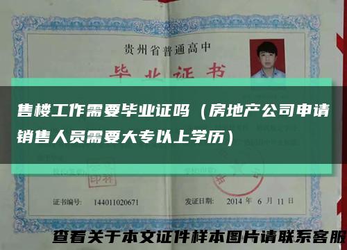 售楼工作需要毕业证吗（房地产公司申请销售人员需要大专以上学历）缩略图