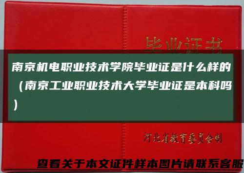 南京机电职业技术学院毕业证是什么样的（南京工业职业技术大学毕业证是本科吗）缩略图