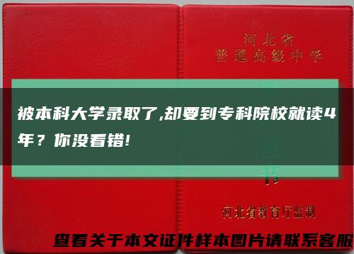 被本科大学录取了,却要到专科院校就读4年？你没看错!缩略图