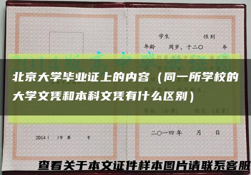 北京大学毕业证上的内容（同一所学校的大学文凭和本科文凭有什么区别）缩略图