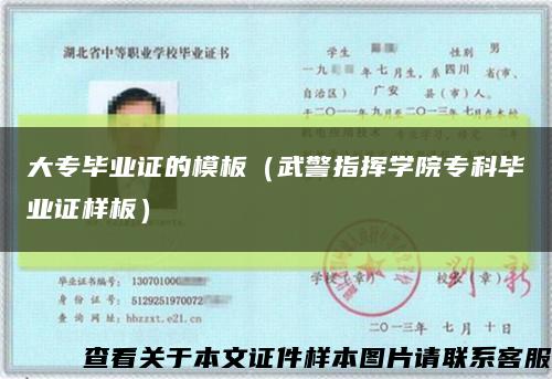 大专毕业证的模板（武警指挥学院专科毕业证样板）缩略图