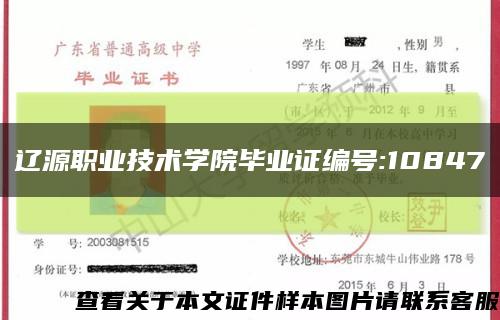 辽源职业技术学院毕业证编号:10847缩略图