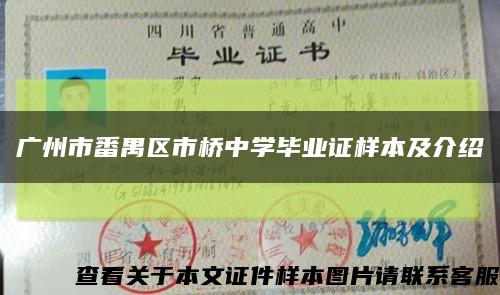 广州市番禺区市桥中学毕业证样本及介绍缩略图